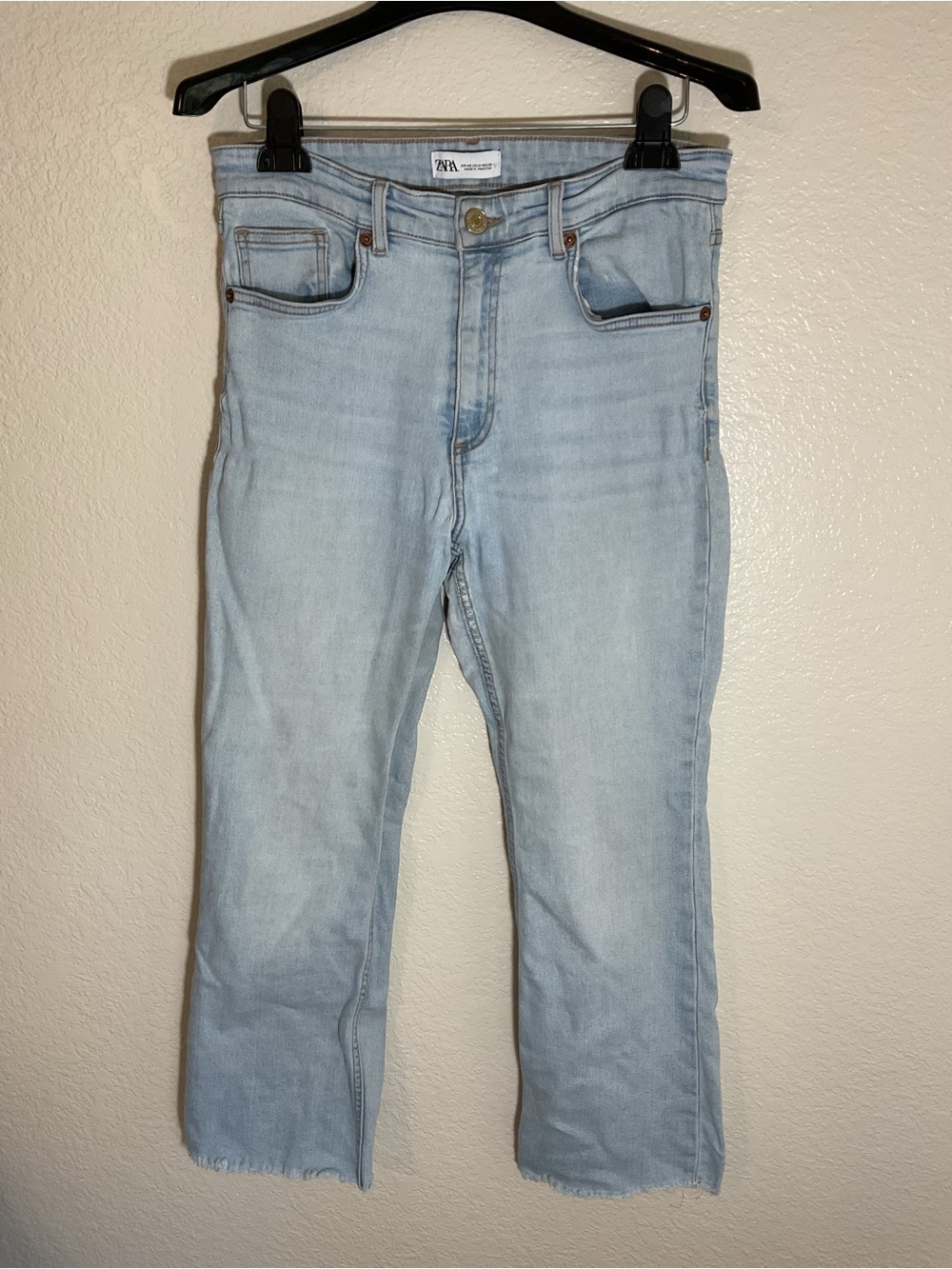 Zara Light Wash High Rise Straight Crop Jeans Women’s Size USA 8 EU 40